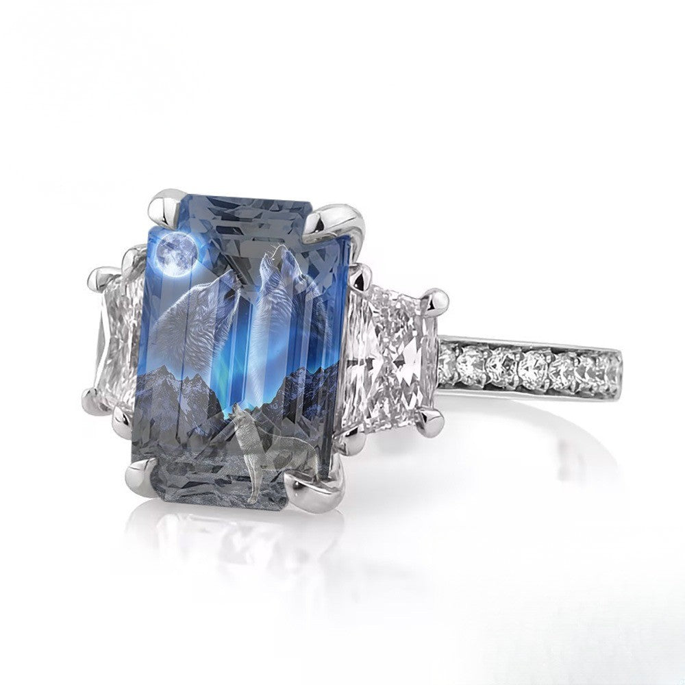 Wolf Moonlight Square Ring