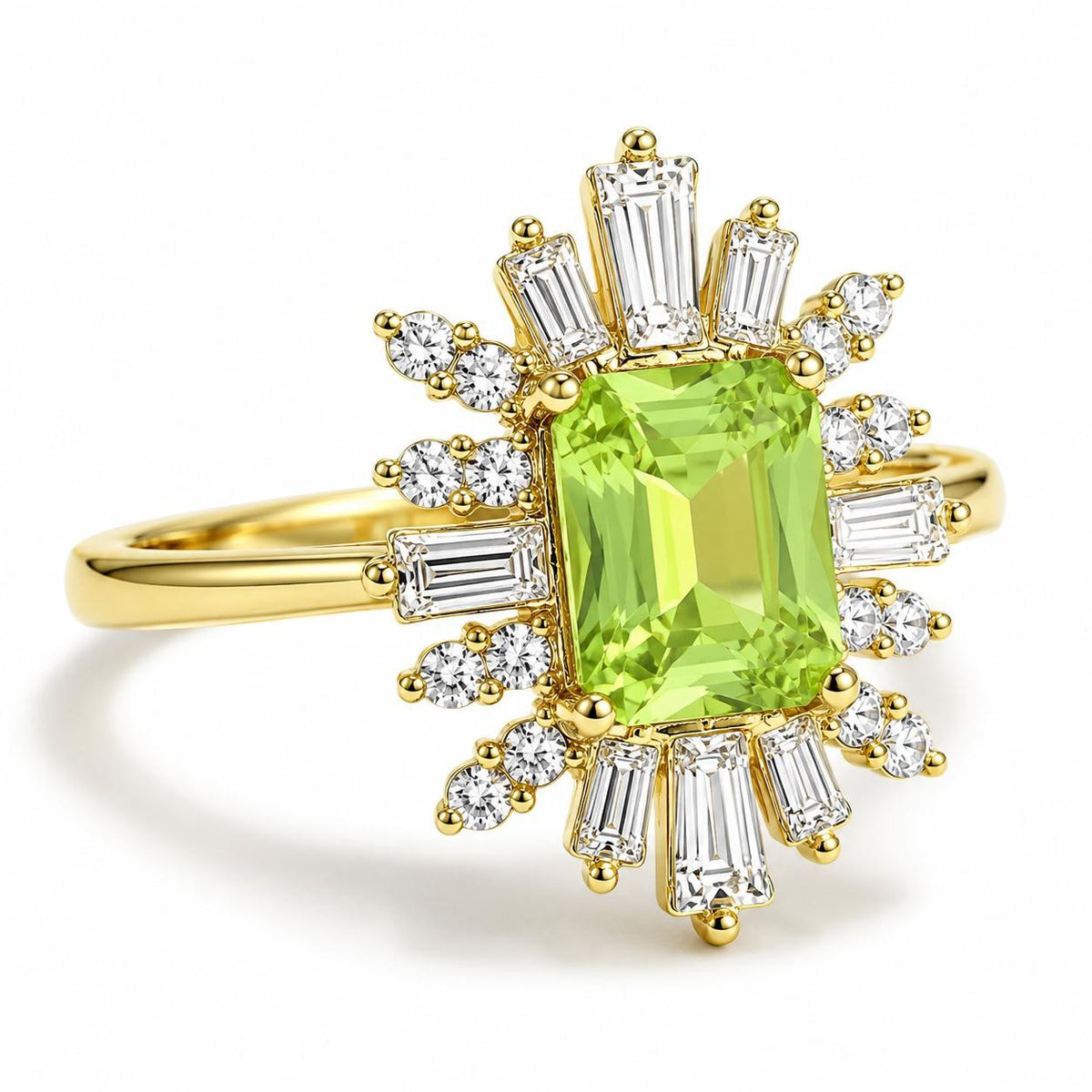 Green Emerald Cut Statement Ring