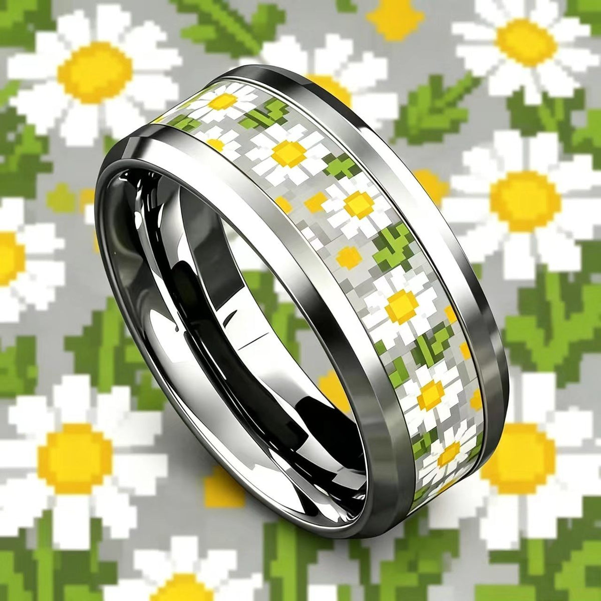 Pixel Daisy Band Ring
