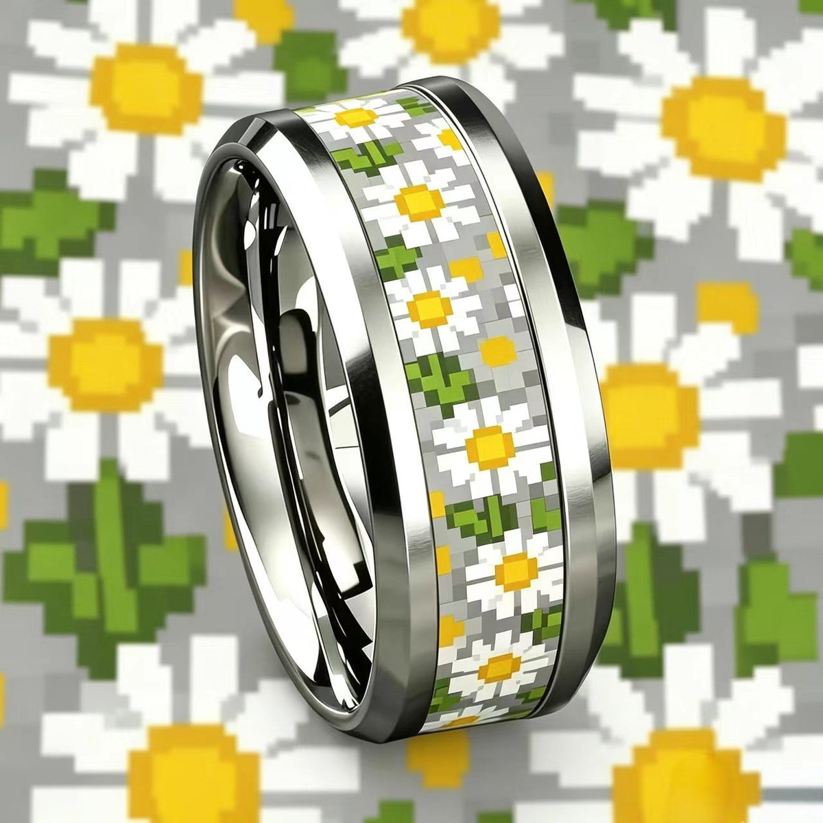 Pixel Daisy Band Ring