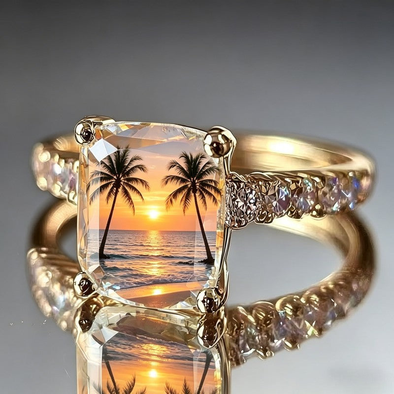 Sunset Palm Tree Ring