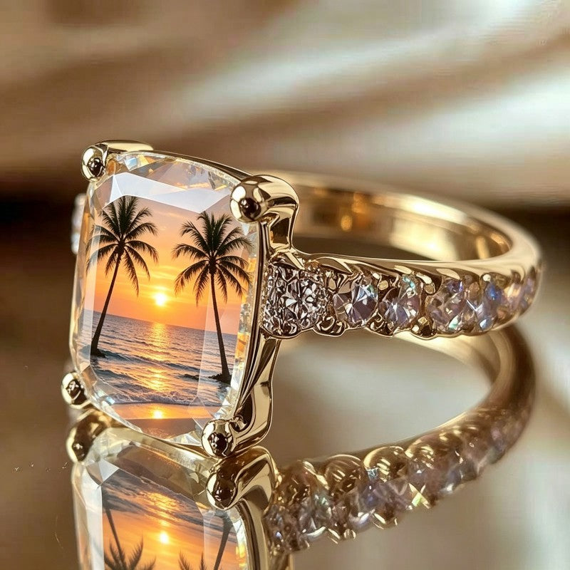 Sunset Palm Tree Ring