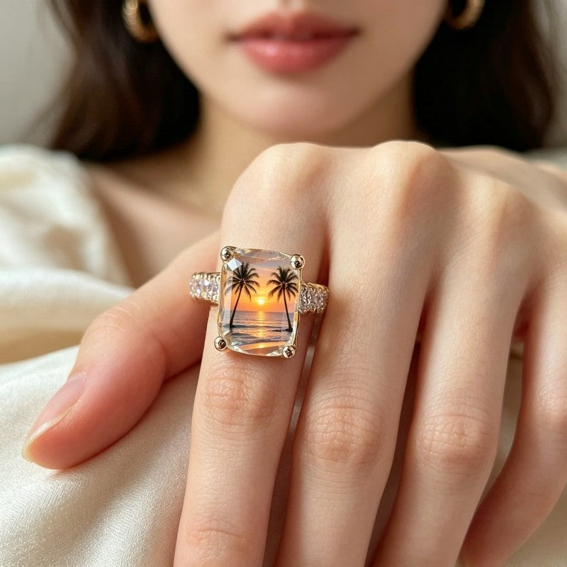 Sunset Palm Tree Ring