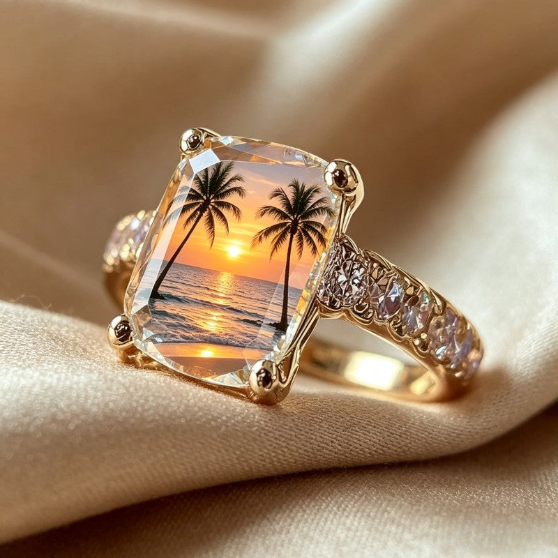 Sunset Palm Tree Ring