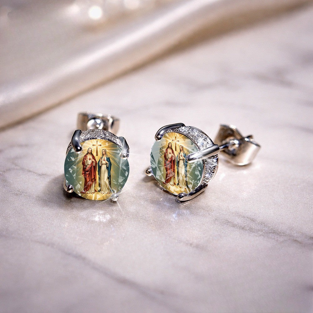 Sacred Figures Glass Stud Earrings