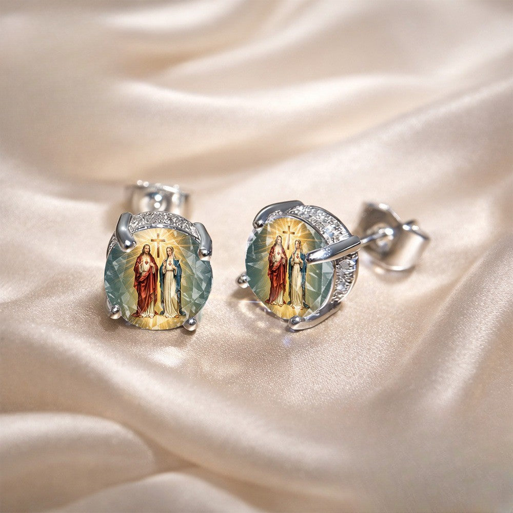 Sacred Figures Glass Stud Earrings