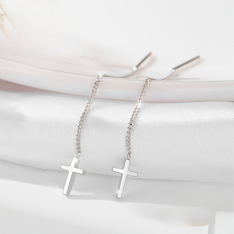 Cross Chain Drop Earrings
