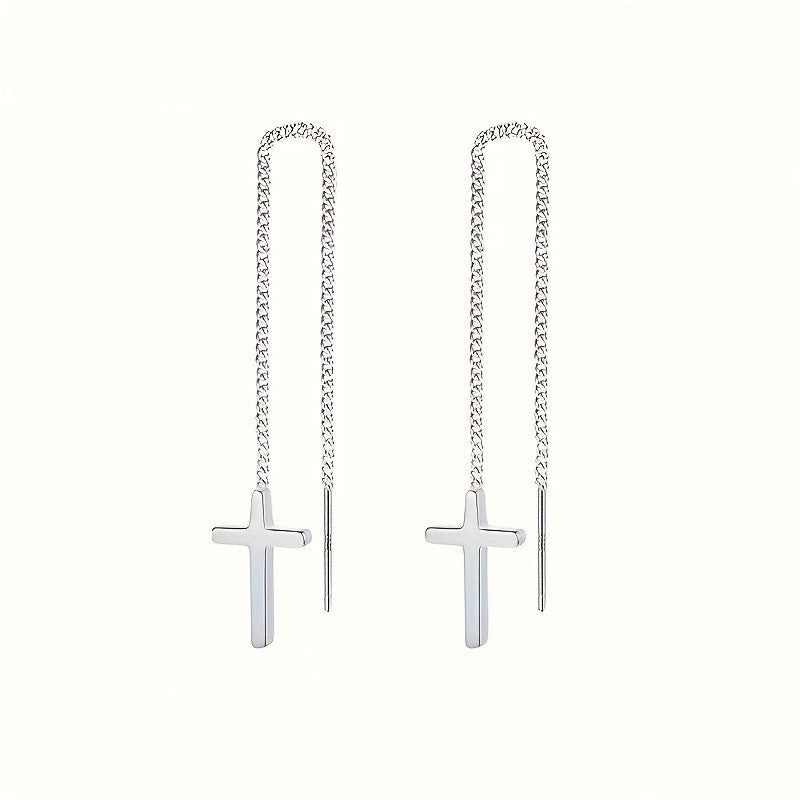 Cross Chain Drop Earrings