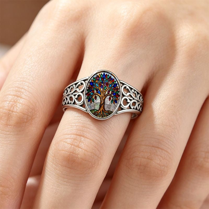Stained Glass Tree of Life Ring