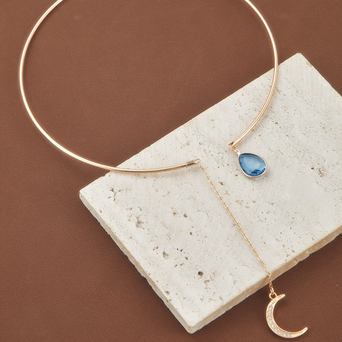 Crescent Moon & Teardrop Necklace