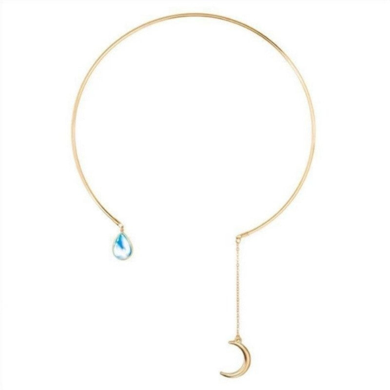 Crescent Moon & Teardrop Necklace