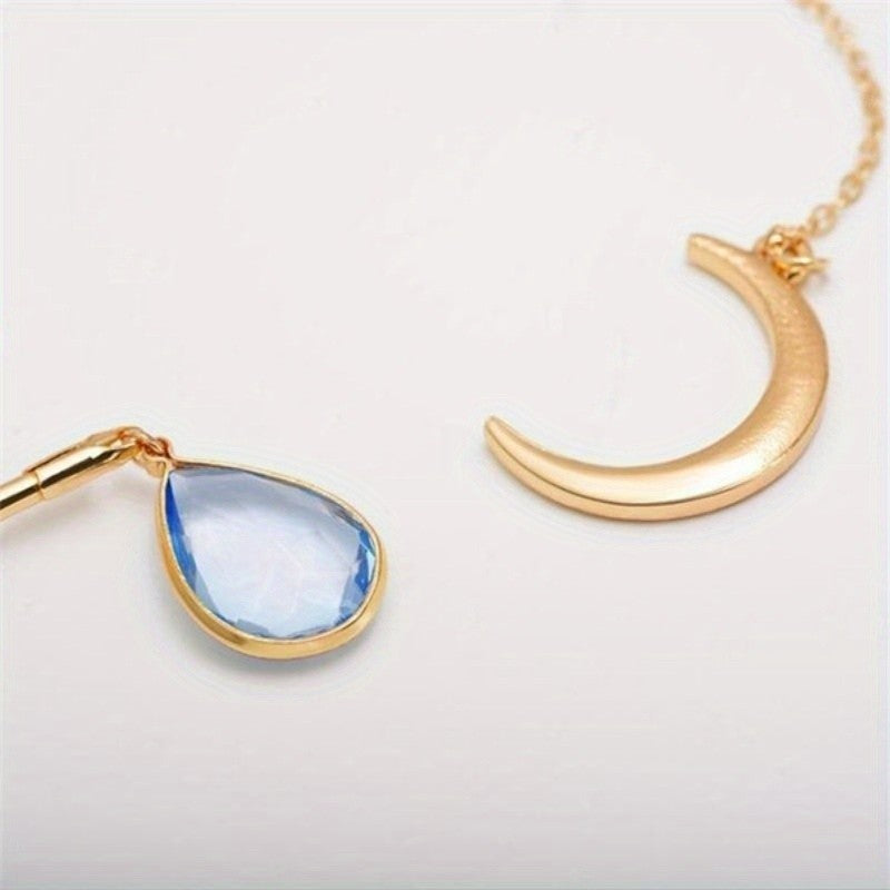 Crescent Moon & Teardrop Necklace