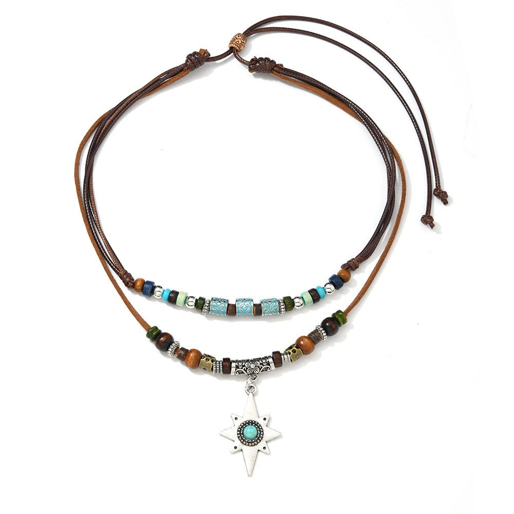 Turquoise Bead Star Pendant Necklace