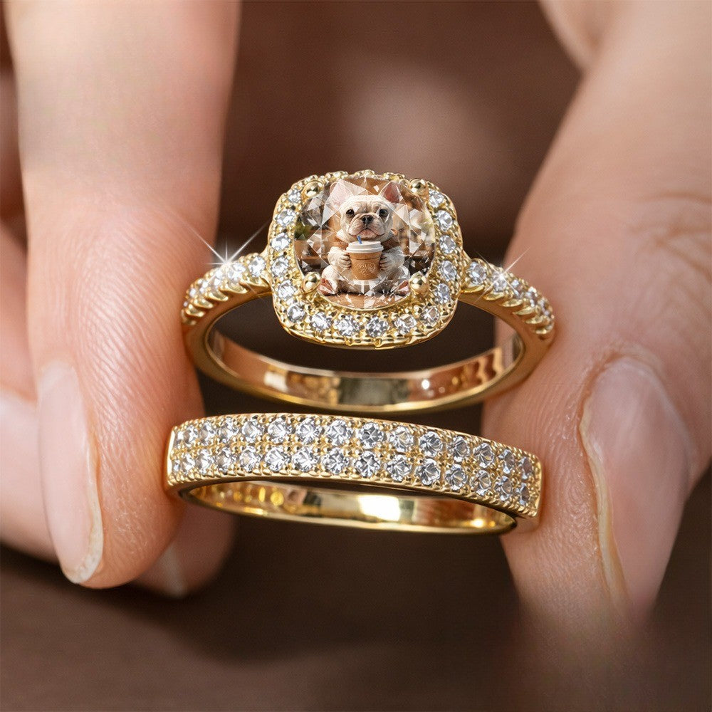 Bulldog Coffee Square Ring Set