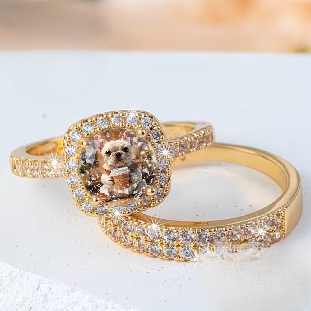 Bulldog Coffee Square Ring Set
