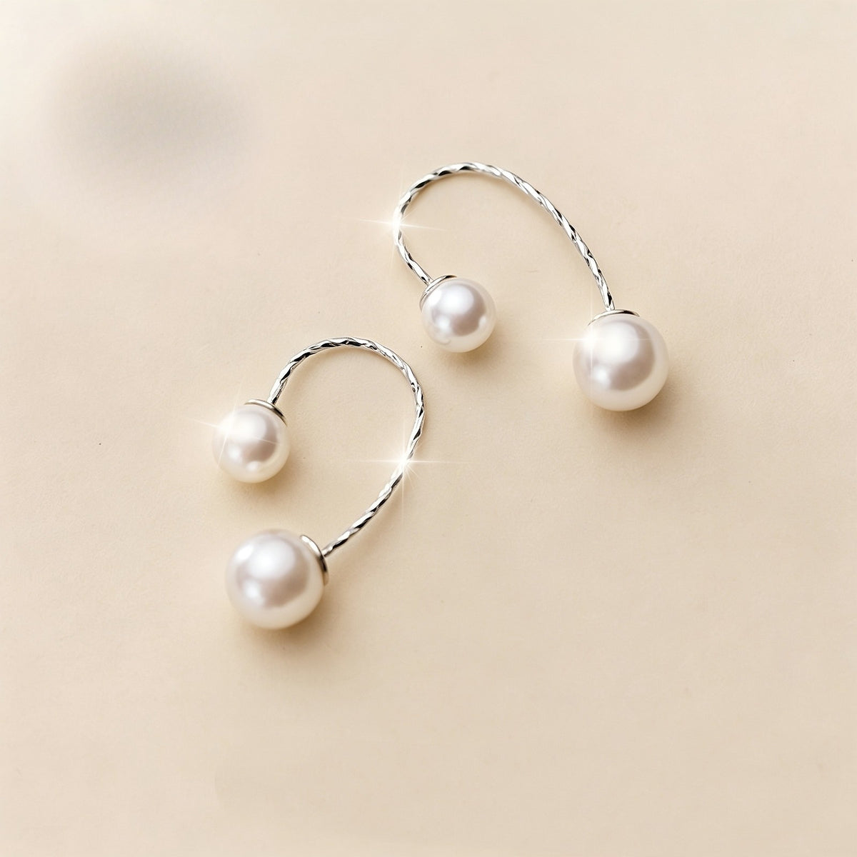 Twisted Wire Pearl Drop Earrings