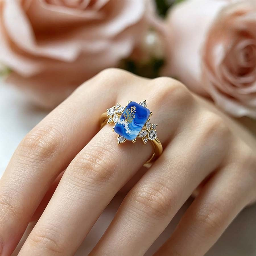 Blue Wave Coral Ring