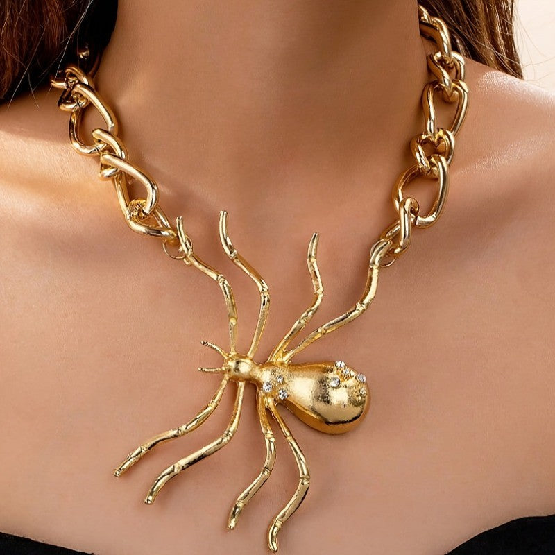 Crystal Spider Statement Necklace