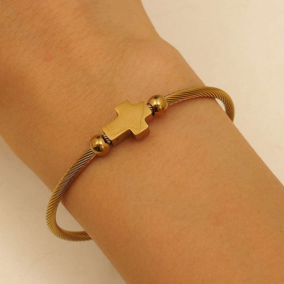 Cross Cable Bangle Bracelet
