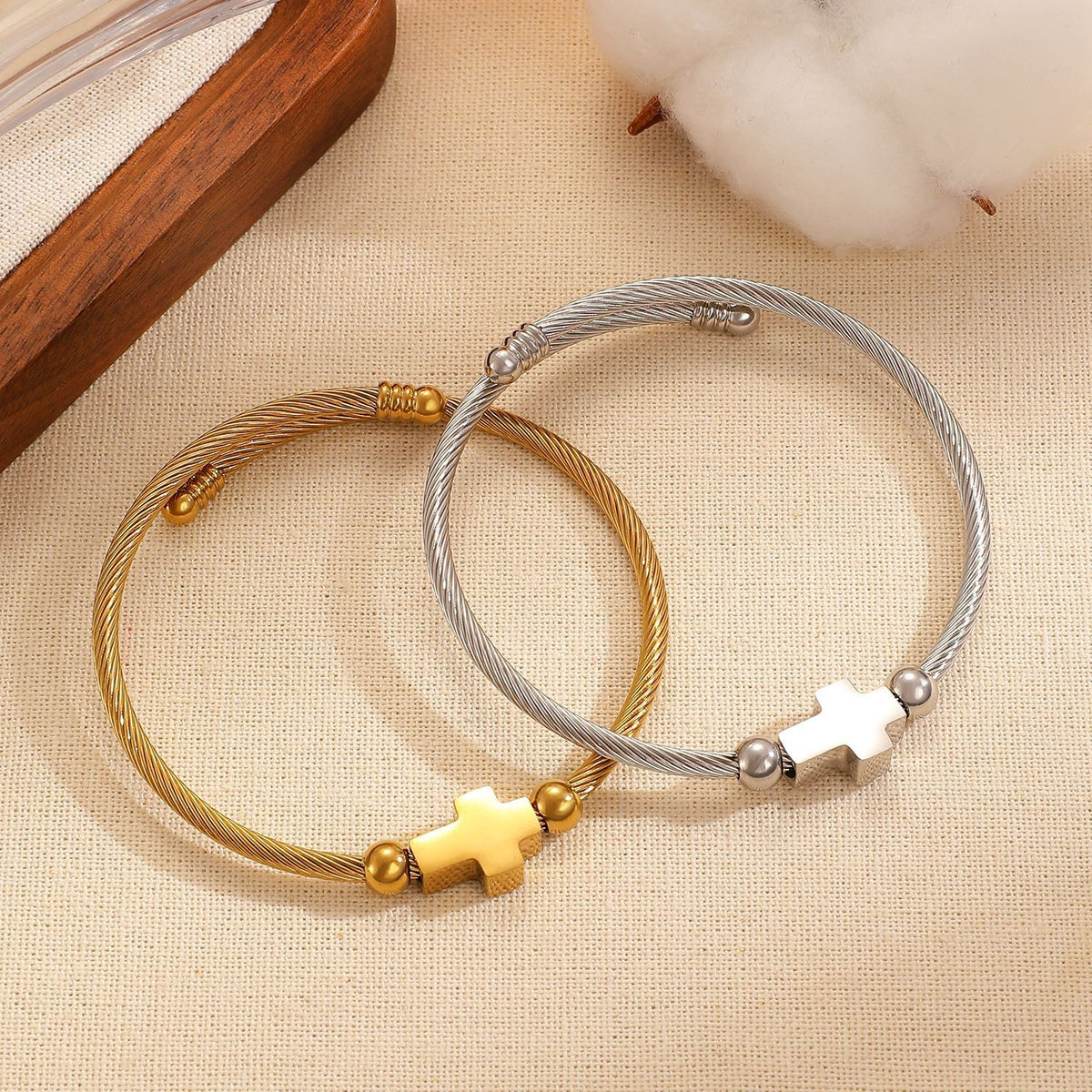 Cross Cable Bangle Bracelet