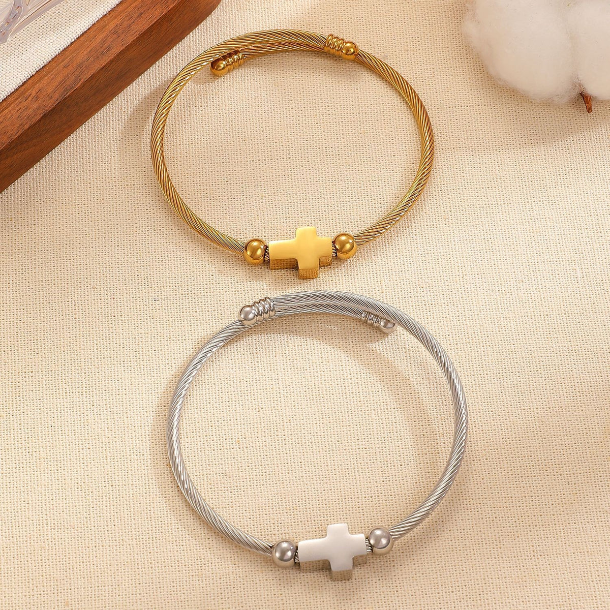 Cross Cable Bangle Bracelet