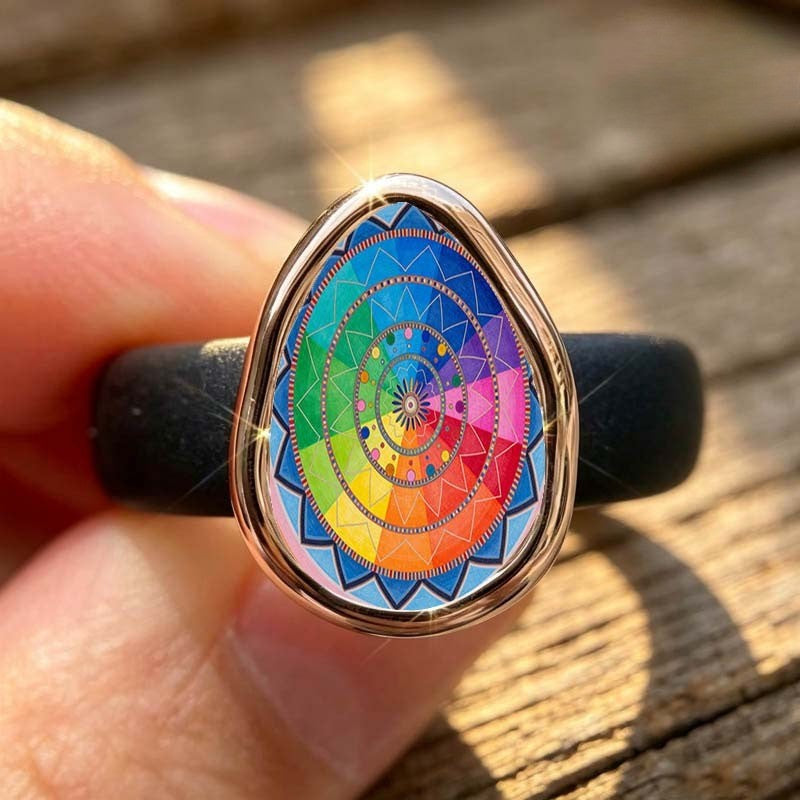 Colorful Spiral Mandala Ring