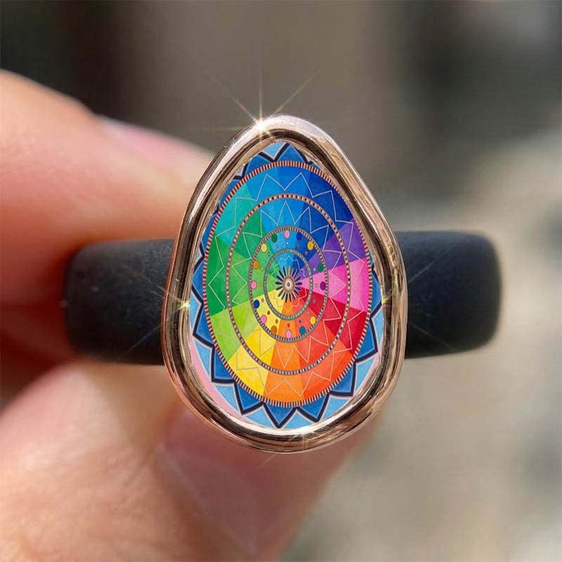 Colorful Spiral Mandala Ring