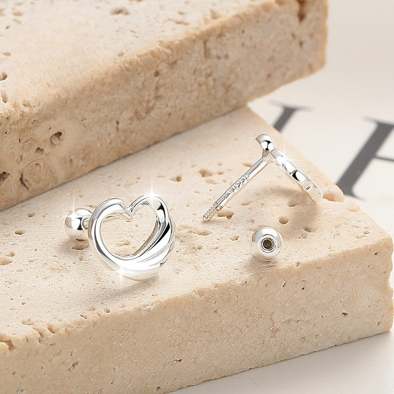 Twisted Heart Screw-Back Earrings