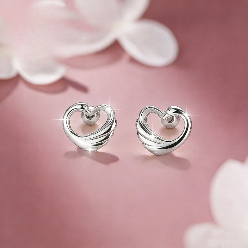 Twisted Heart Screw-Back Earrings