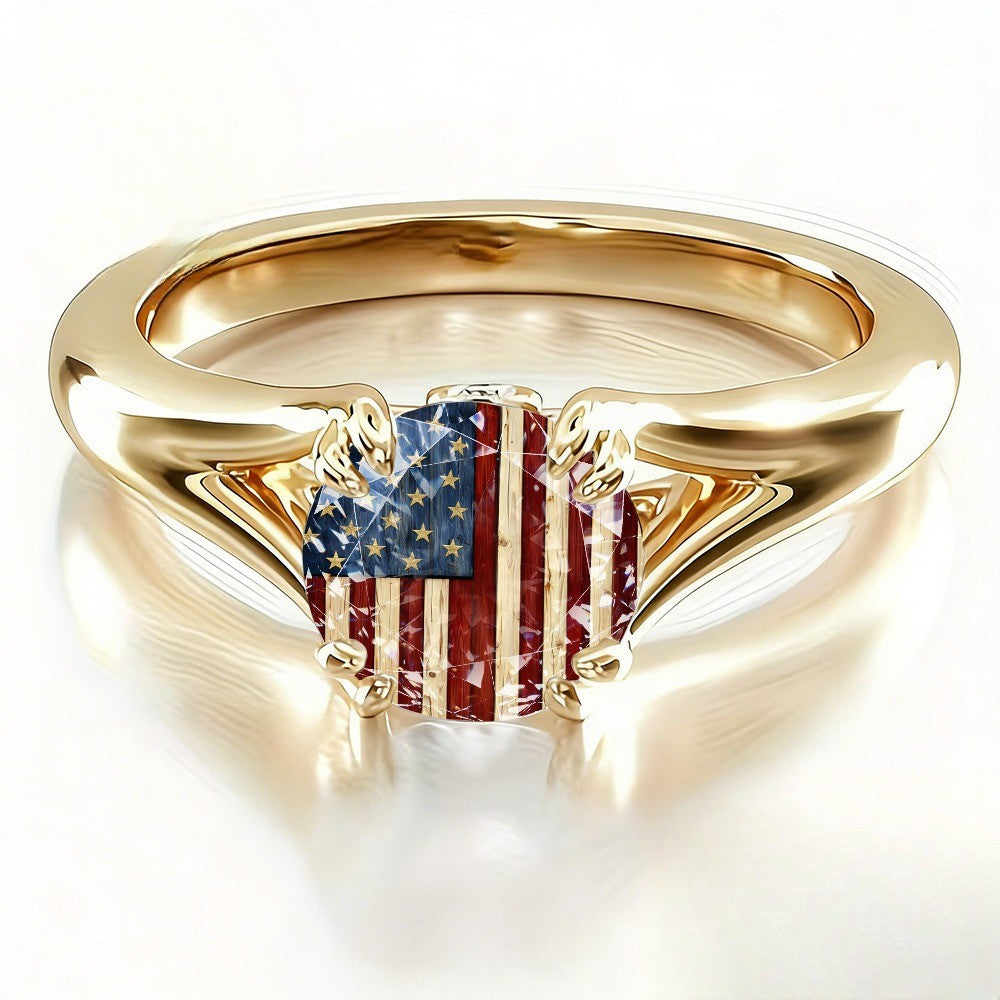 American Flag Heart Ring