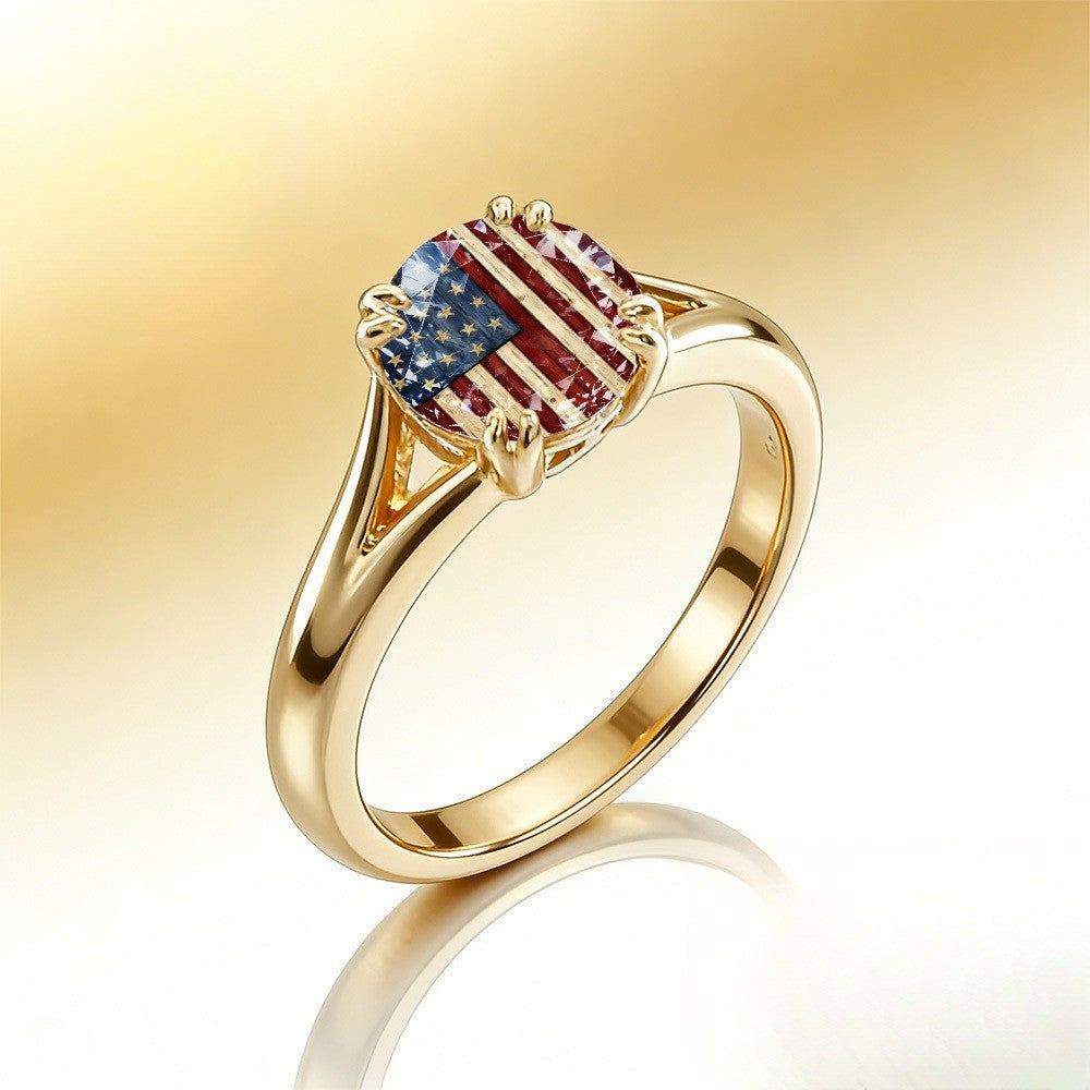 American Flag Heart Ring