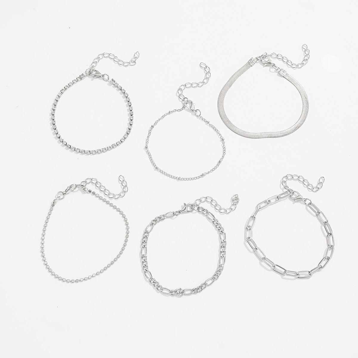 Rhinestone & Mixed Chain Bracelet Set