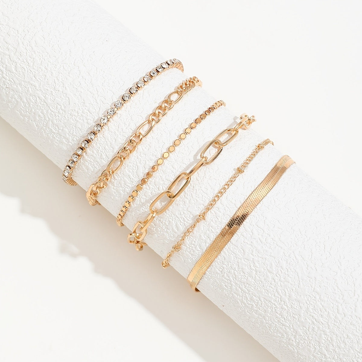 Rhinestone & Mixed Chain Bracelet Set
