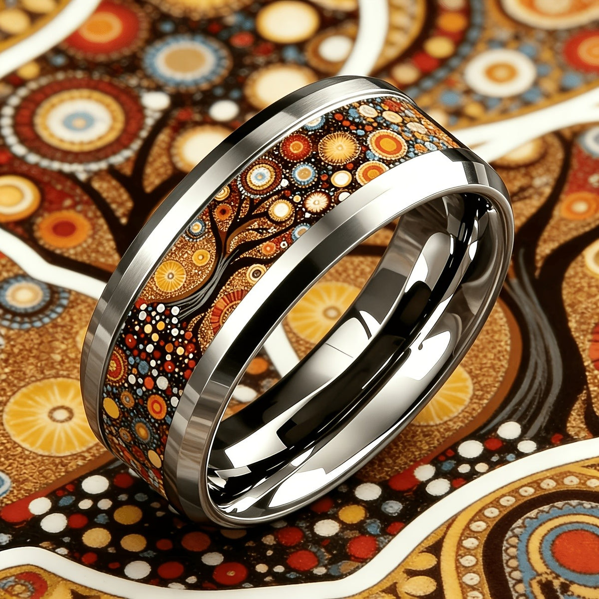 Colorful Mosaic Tree of Life Ring