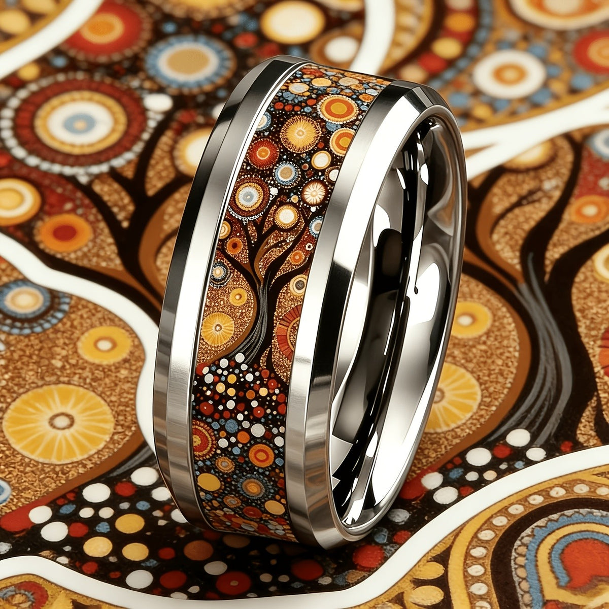 Colorful Mosaic Tree of Life Ring