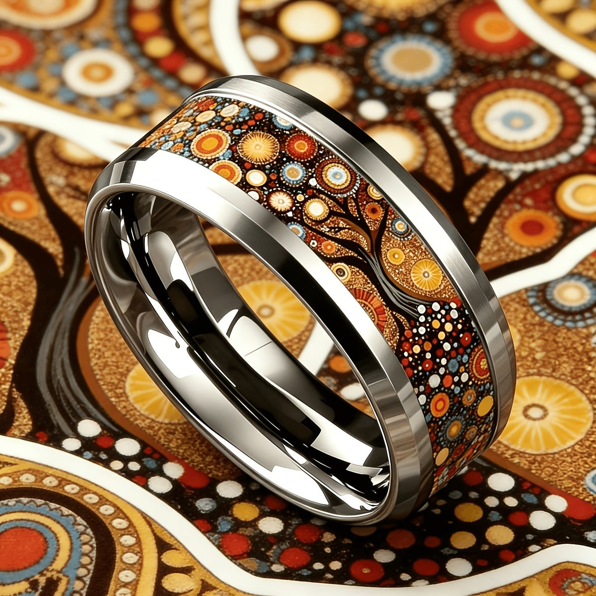 Colorful Mosaic Tree of Life Ring