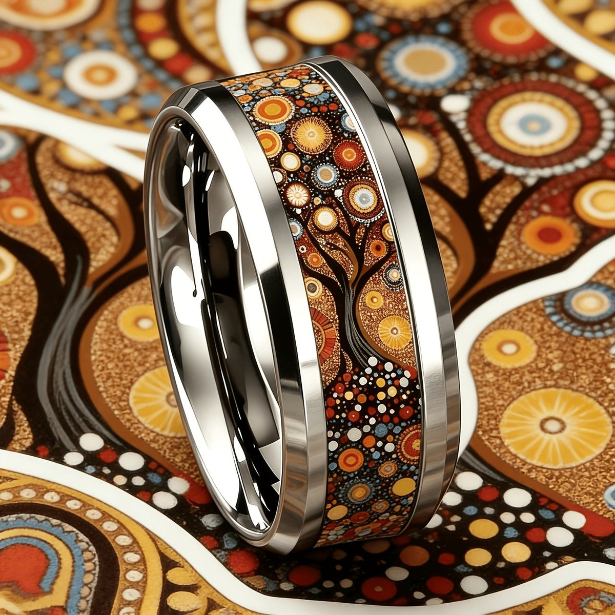 Colorful Mosaic Tree of Life Ring
