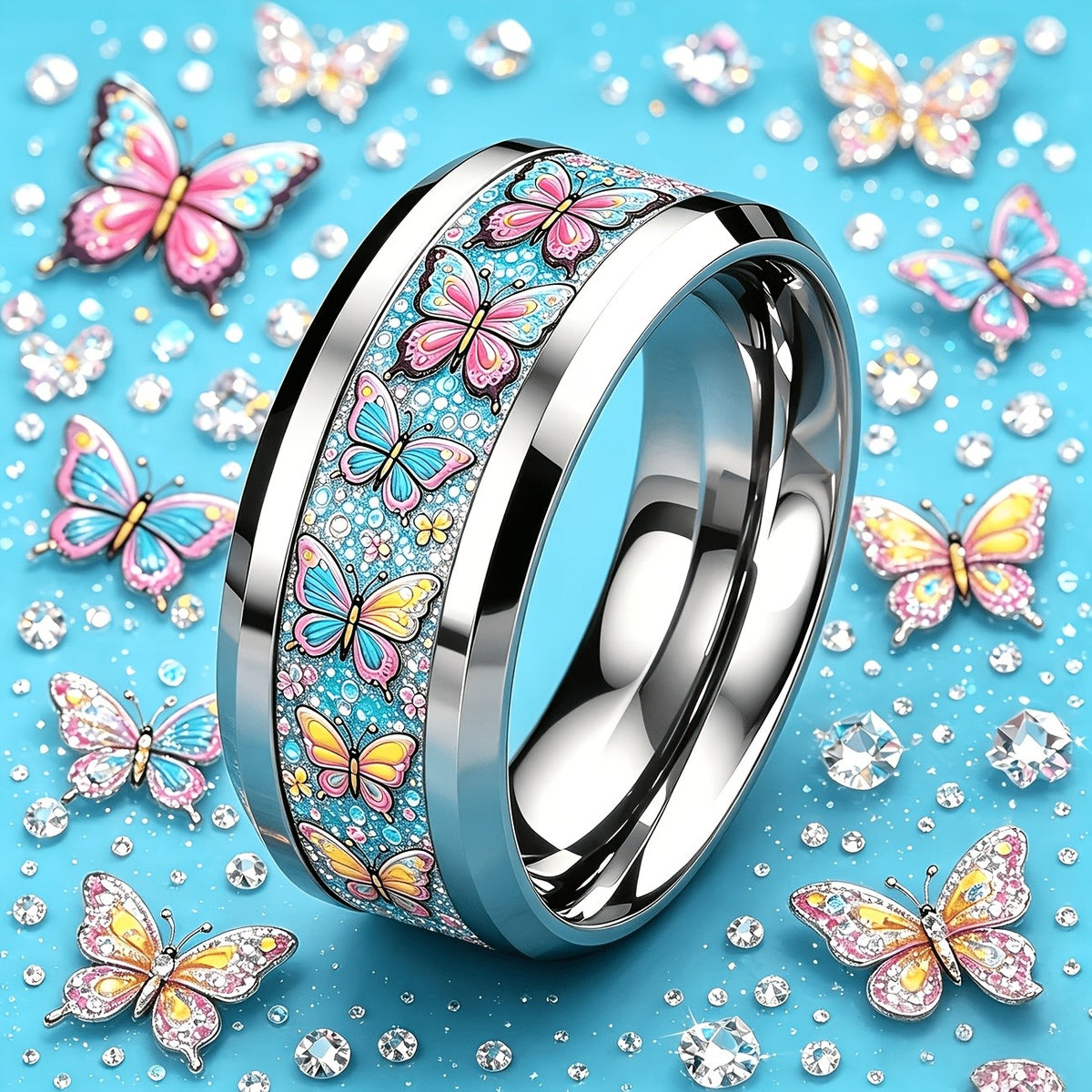 Colorful Butterfly Band Ring
