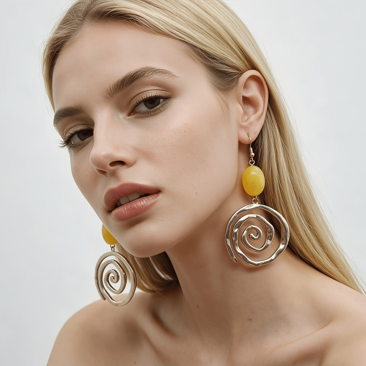 Amber Spiral Drop Earrings