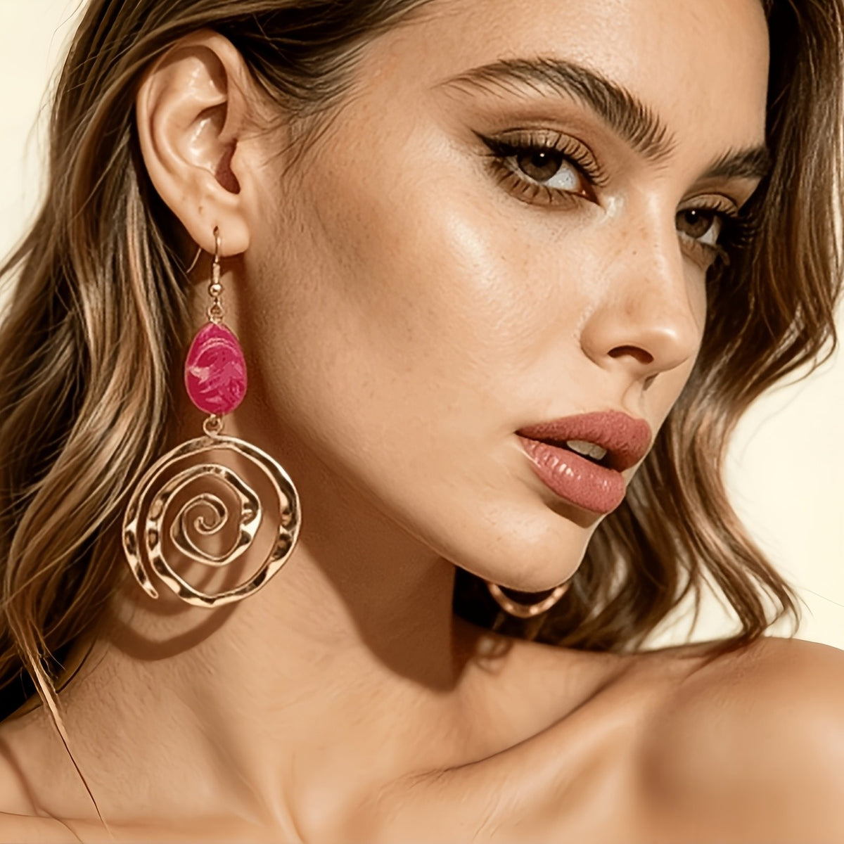 Amber Spiral Drop Earrings