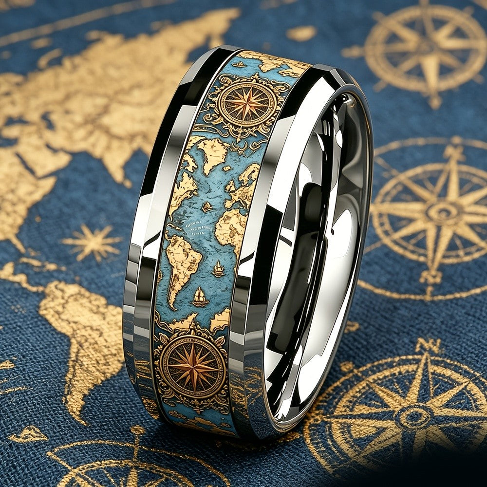 Vintage Compass Map Ring