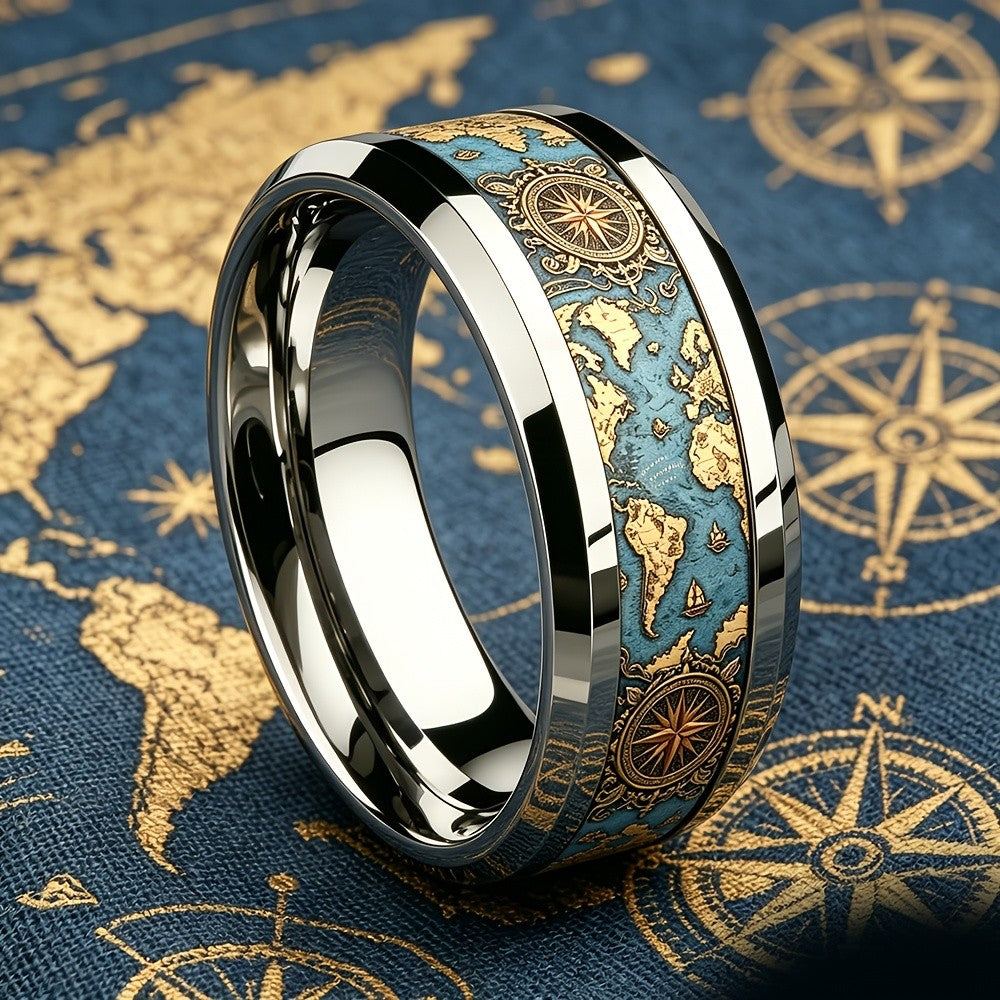 Vintage Compass Map Ring