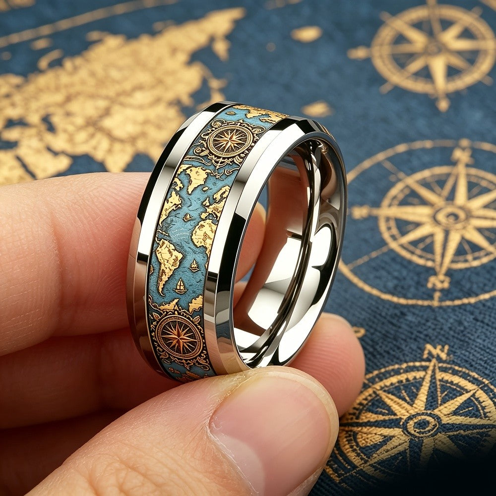 Vintage Compass Map Ring