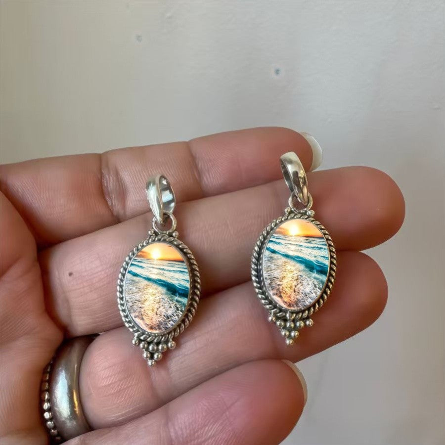 Sunset Ocean Oval Necklace