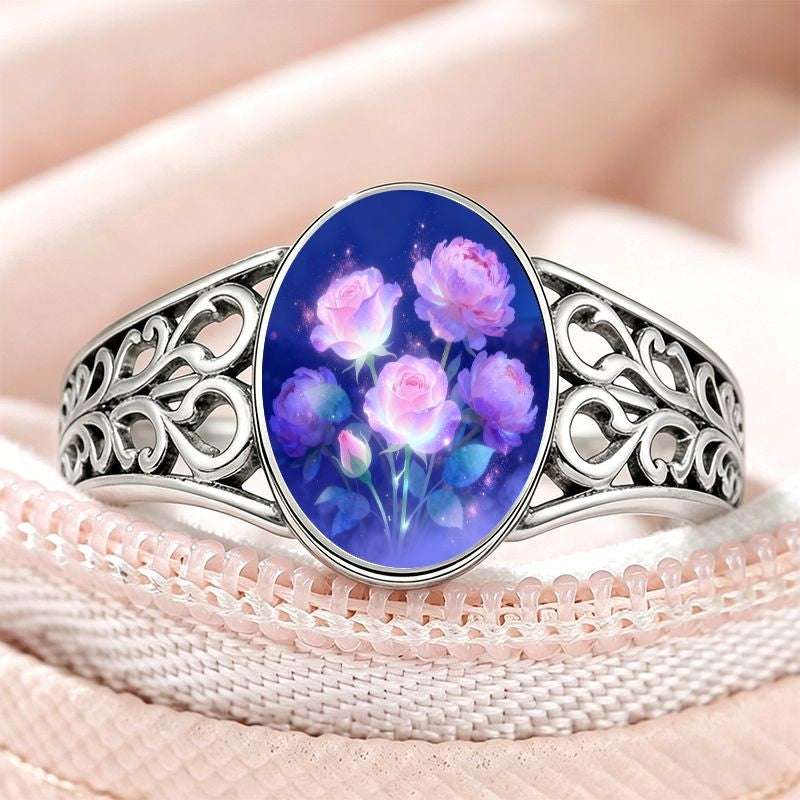 Glowing Rose Oval Ring