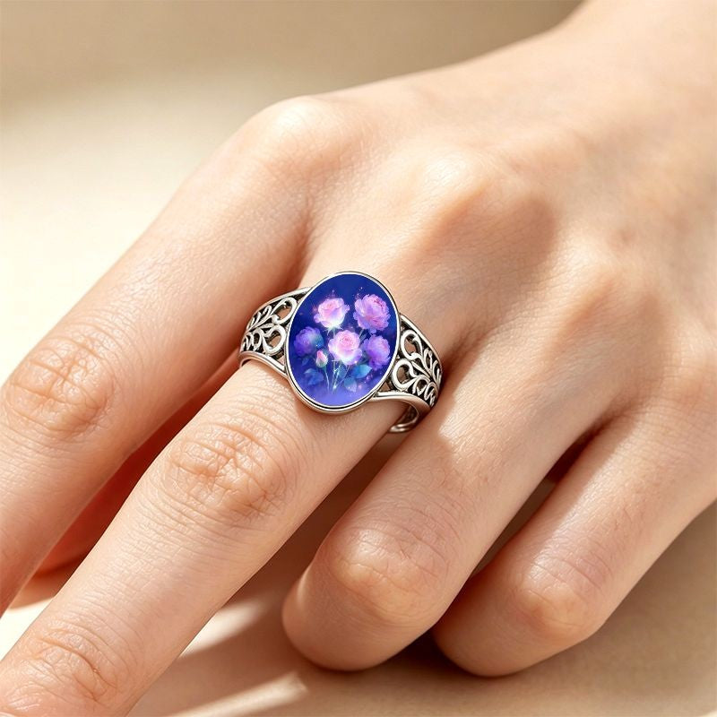 Glowing Rose Oval Ring