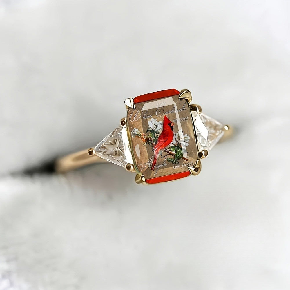 Red Bird Rectangular Ring
