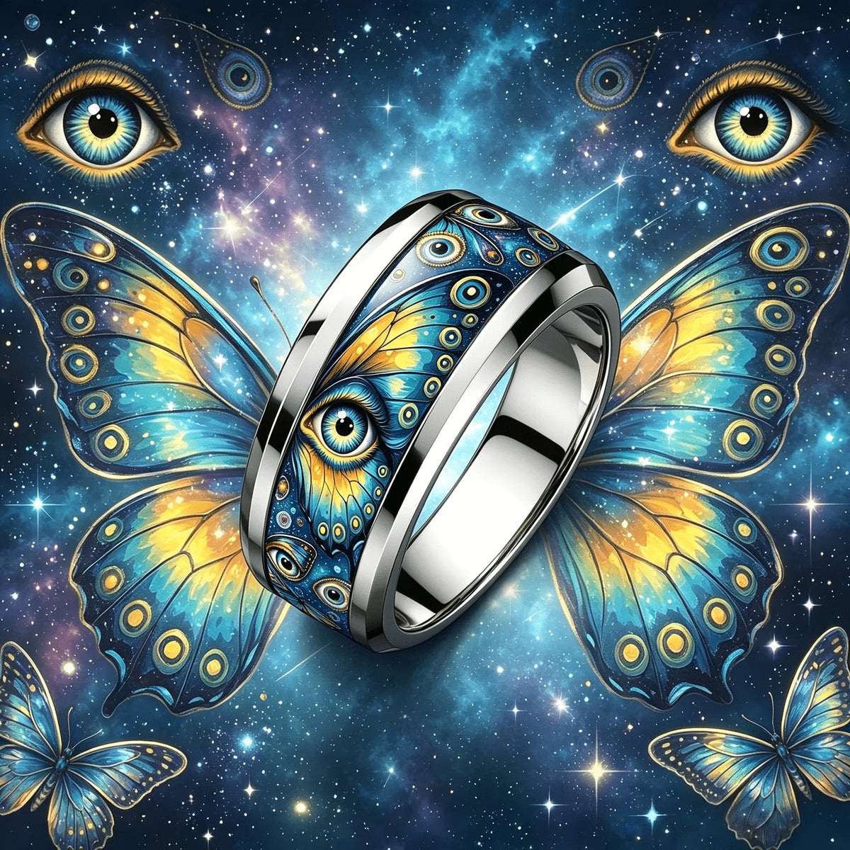 Cosmic Butterfly Eye Ring