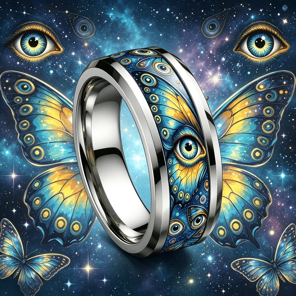 Cosmic Butterfly Eye Ring