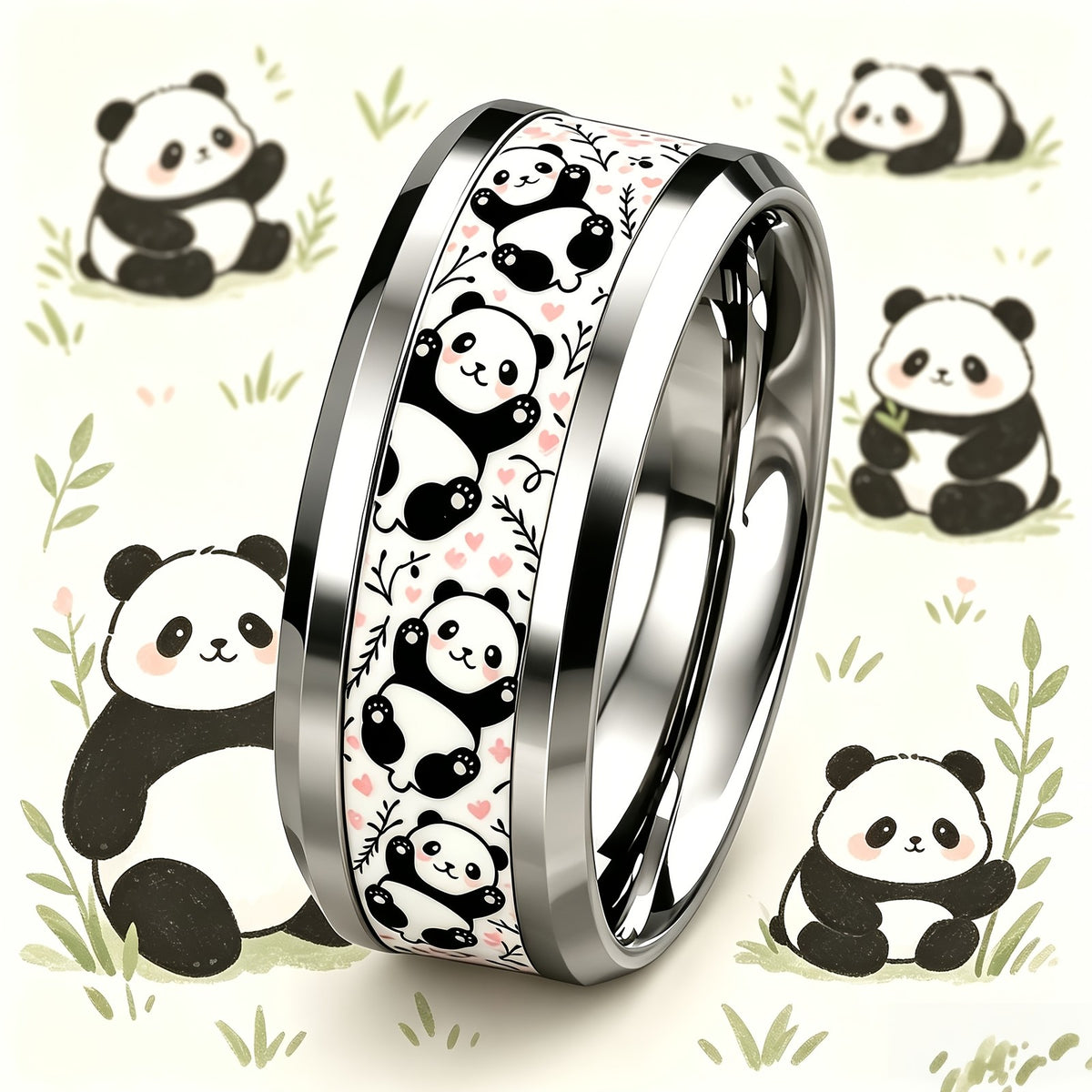 Panda Heart Pattern Ring